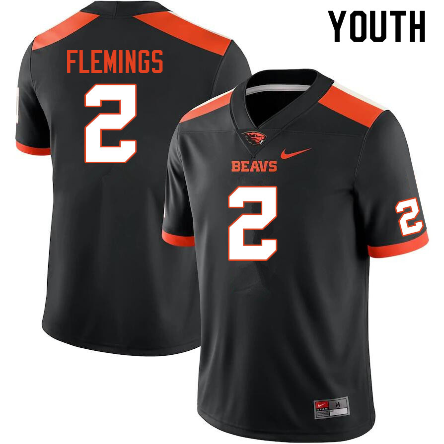Youth #2 Champ Flemings Oregon State Beavers College Football Jerseys Sale-Black - Click Image to Close